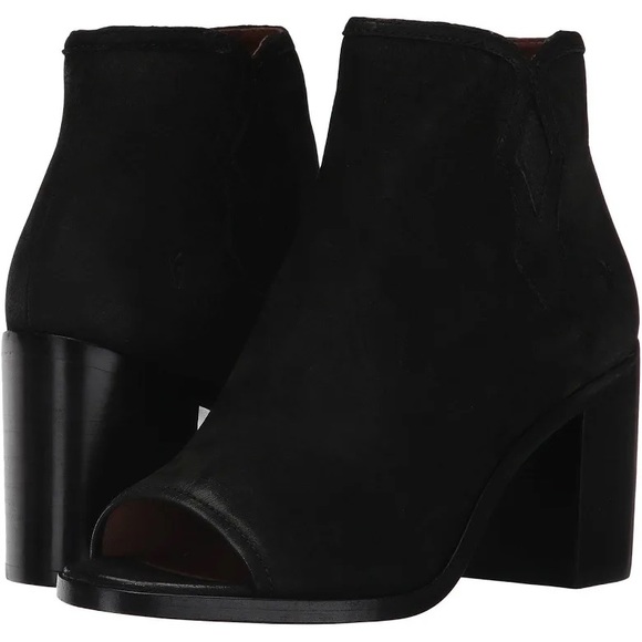 Frye Women's Danica Peep Bootie Boot, Black Nubuck. - Picture 1 of 1